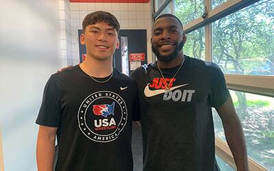 EAP athlete Q'veli Quintanilla and National Freestyle Developmental Coach James Green at the U.S. Olympic & Paralympic Training Center