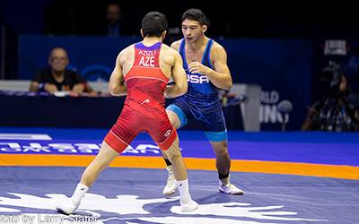 Max Nowry (USA) vs. Eldaniz Azizli (AZE) in World Championships semifinals.