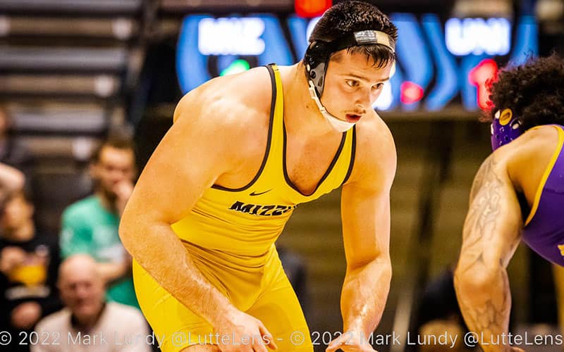 Action image, Missouri vs. UNI dual meet