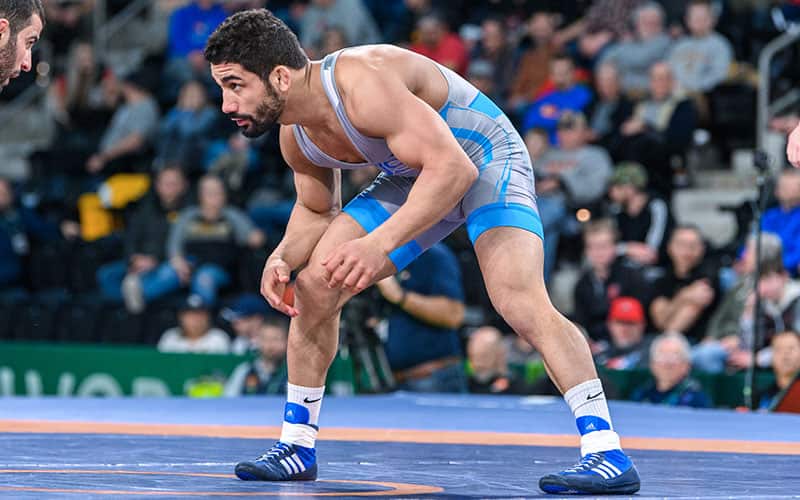 Alec Pantaleo (USA) in his stance at the 2022 World Cup.