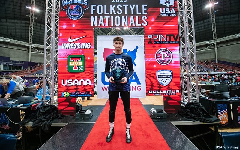 LJ Araujo, Junior 152 champion and OW at Folkstyle Nationals