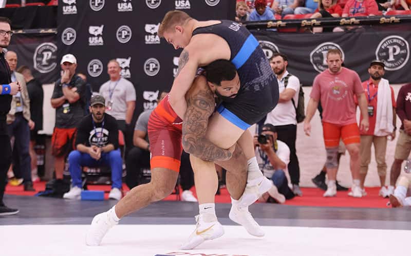 Gable Steveson scores a takedown at the U.S. Open