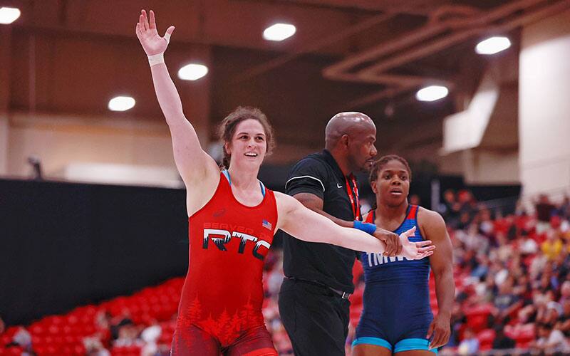 Adeline Gray waves to crowd after U.S. Open semifinals win.