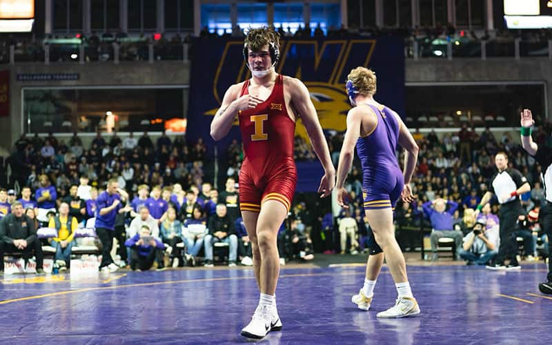 Action image from Iowa State vs. UNI dual meet