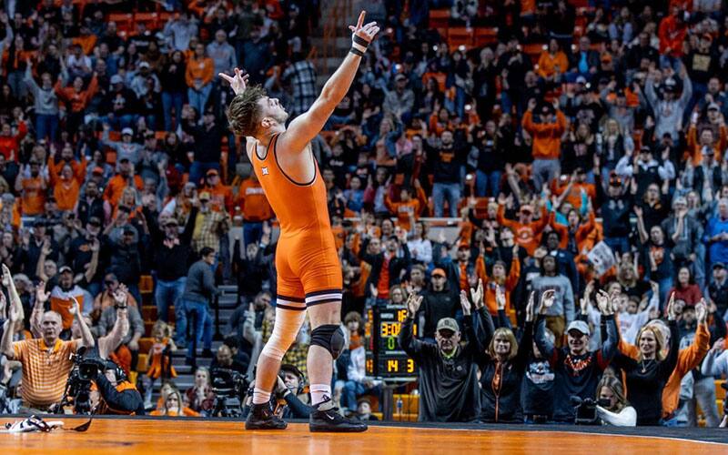 Oklahoma State celebration shot from Bedlam dual against OU