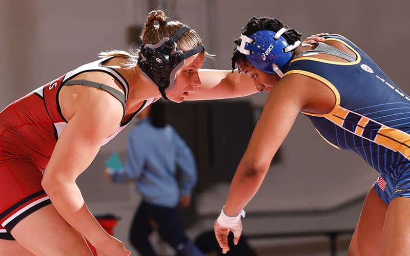 Yelena Makoyed (North Central) ties up with an opponent.