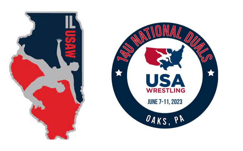 Illinois USA Wrestling and 14U National Duals logos