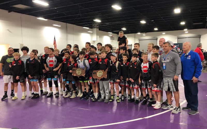 Pennsylvania Blue freestyle 14U National Duals champions. Photo by Joe Stabilito.