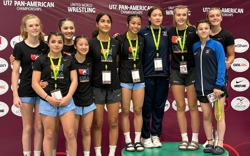 The U.S. women’s team poses on the podium at the U17 Pan-American Championships in Mexico City. (Danny Struck)