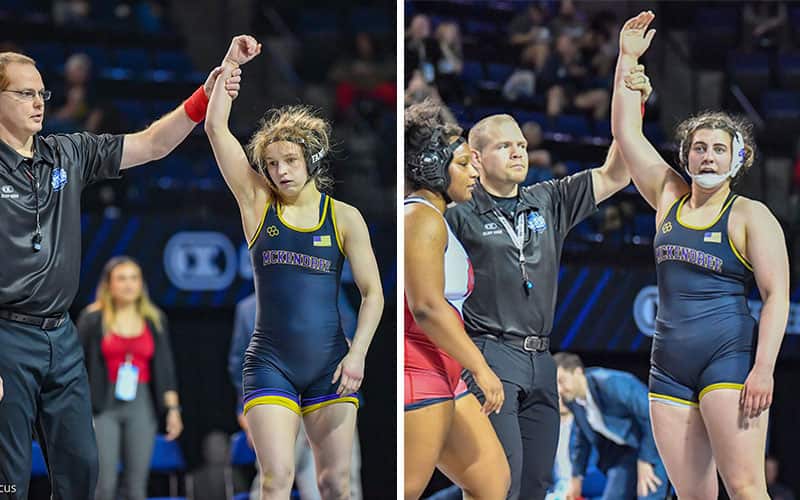 Emily Shilson (109) and Sydnee Kimber (191) of McKendree, four-time NCWWC champions