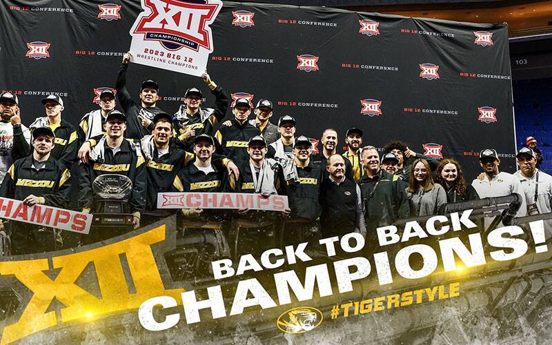 Back to Back Big 12 champions Missouri wrestling graphic