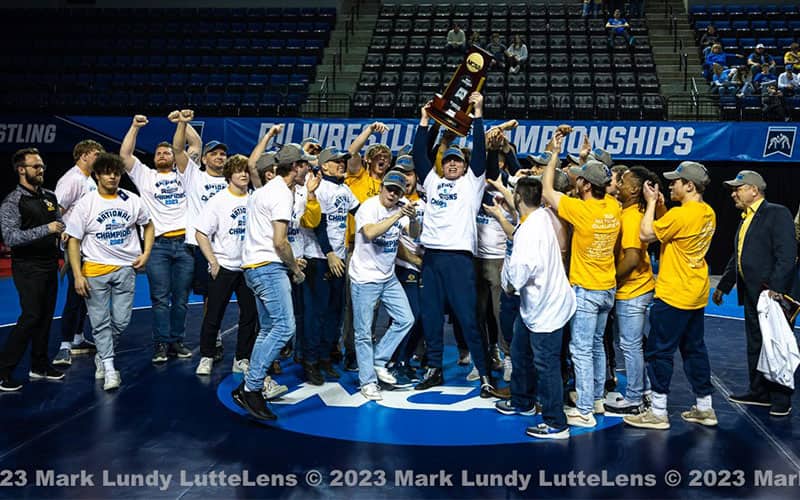Central Oklahoma celebrates its NCAA Div. II national team title.