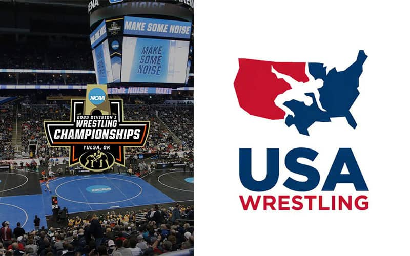 USA Wrestling logo and NCAA Wrestling Championships graphic