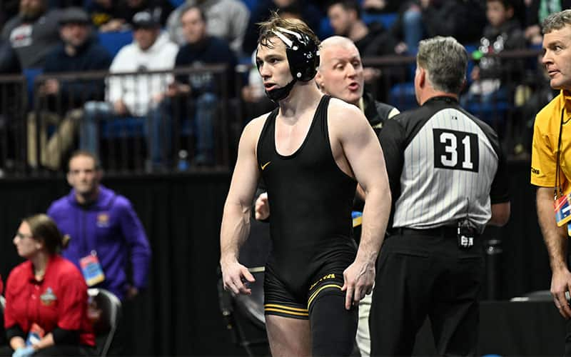 Spencer Lee (Iowa) in the 2023 NCAA semifinals.