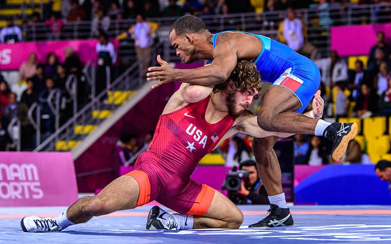 Daton Fix at the 2019 Pan-American Games. Photo by Tony Rotundo, Wrestlers Are Warriors.