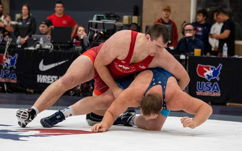 Adam Coon takes down Donny Longendyke in the World Team Trials Challenge Tournament finals.