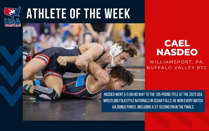 Cael Nasdeo (PA) Wrestler of the Week graphic