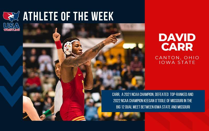 David Carr (Iowa State) Athlete of the Week graphic