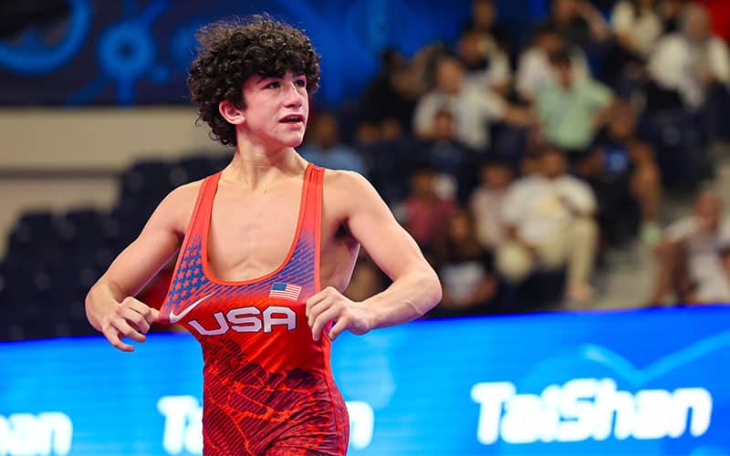 Paul Kenny (USA) celebrates his semifinals victory at the U17 World Championships in Istanbul.