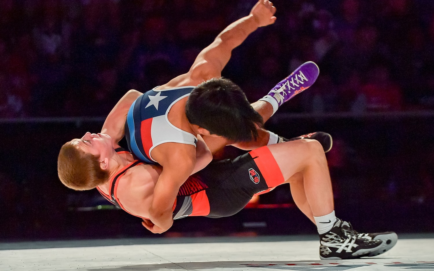 Mack Mauger of Idaho in the finals of the 2023 USMC Junior Greco-Roman National Championships