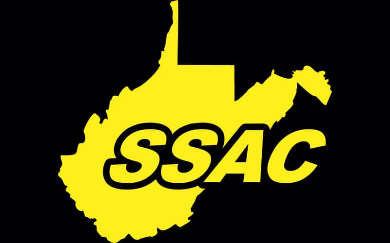 West Virginia Secondary School Activities Commission logo in yellow, with black background