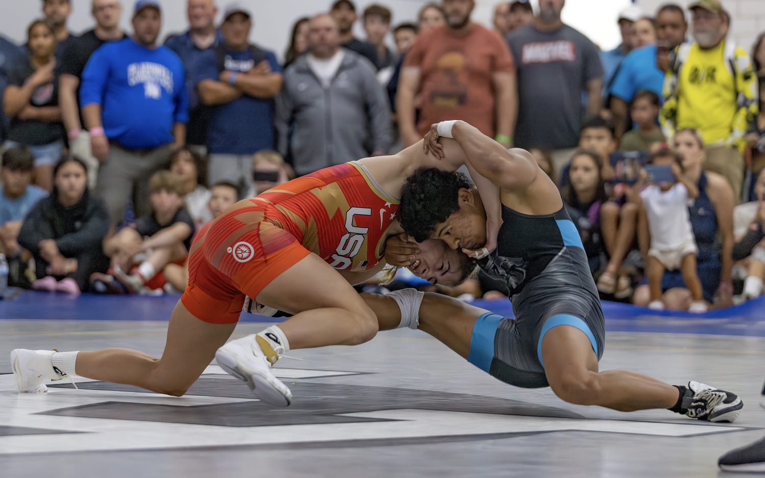 Helen Maroulis and Xochitl Mota-Pettis at the 2023 Final X Special Wrestle-off