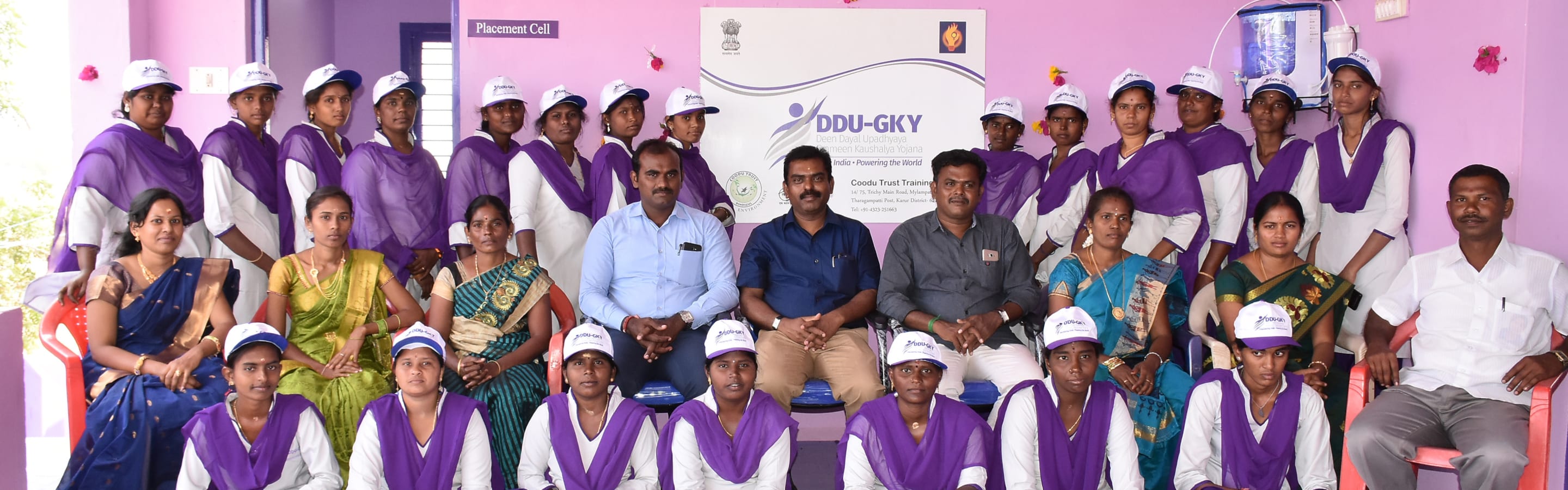 A DDU-GKY vocational training batch assembled with Coodu Trust staff