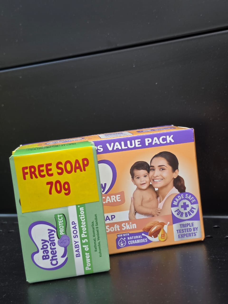Baby Cheramy Care Soap pack + Free Baby Protect