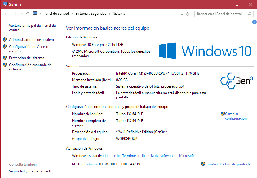 Windows 10 turbo v11 gen3