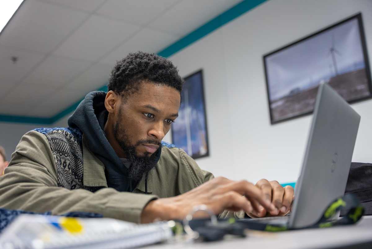 Student working at a computer