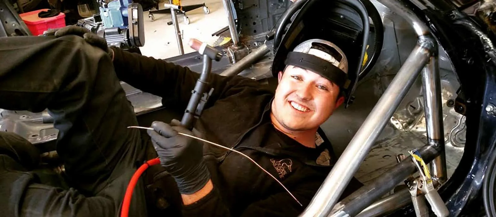 Image of Ben Thrailkill a NASCAR Tech grad working on a Blog Mazda Spec-MX-5-Prototype 
