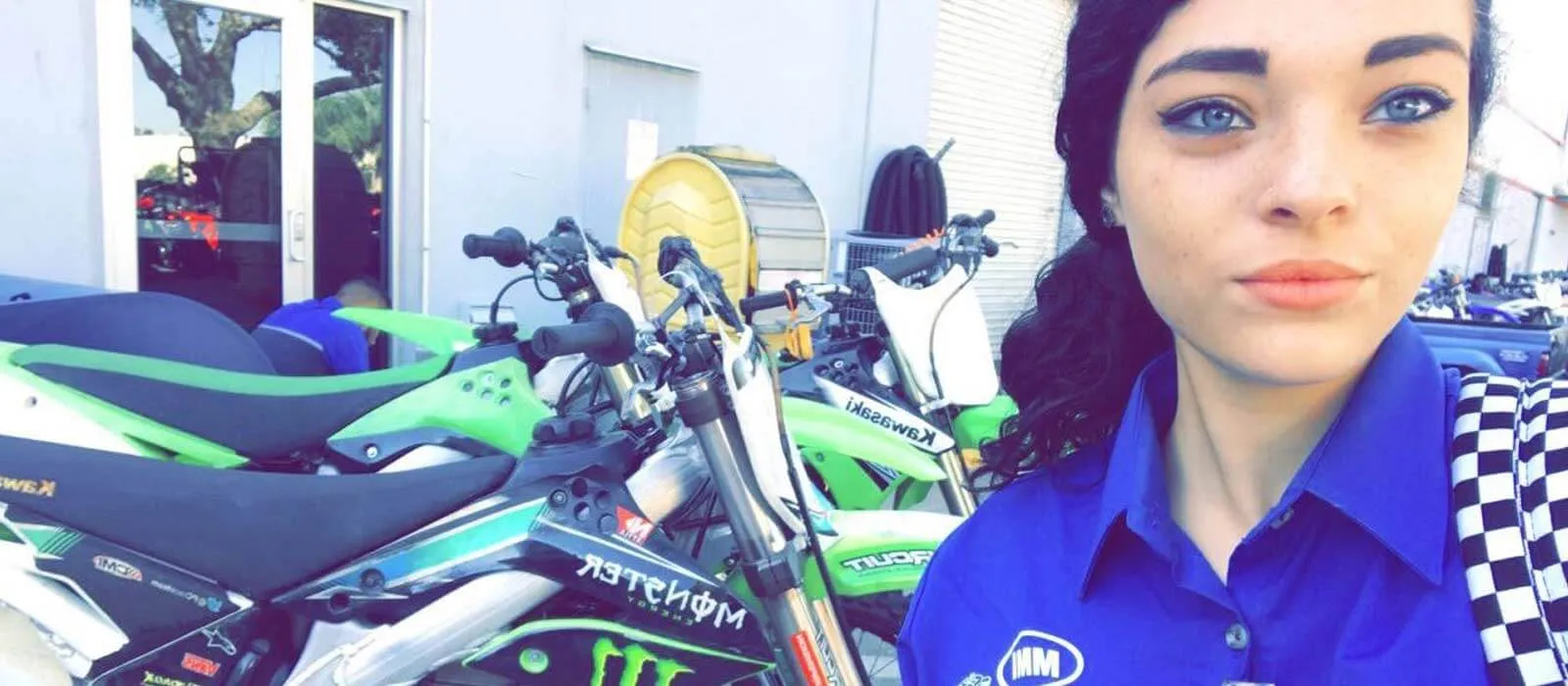 Liana Acevedo female motorcycle mechanics institute grad selfie