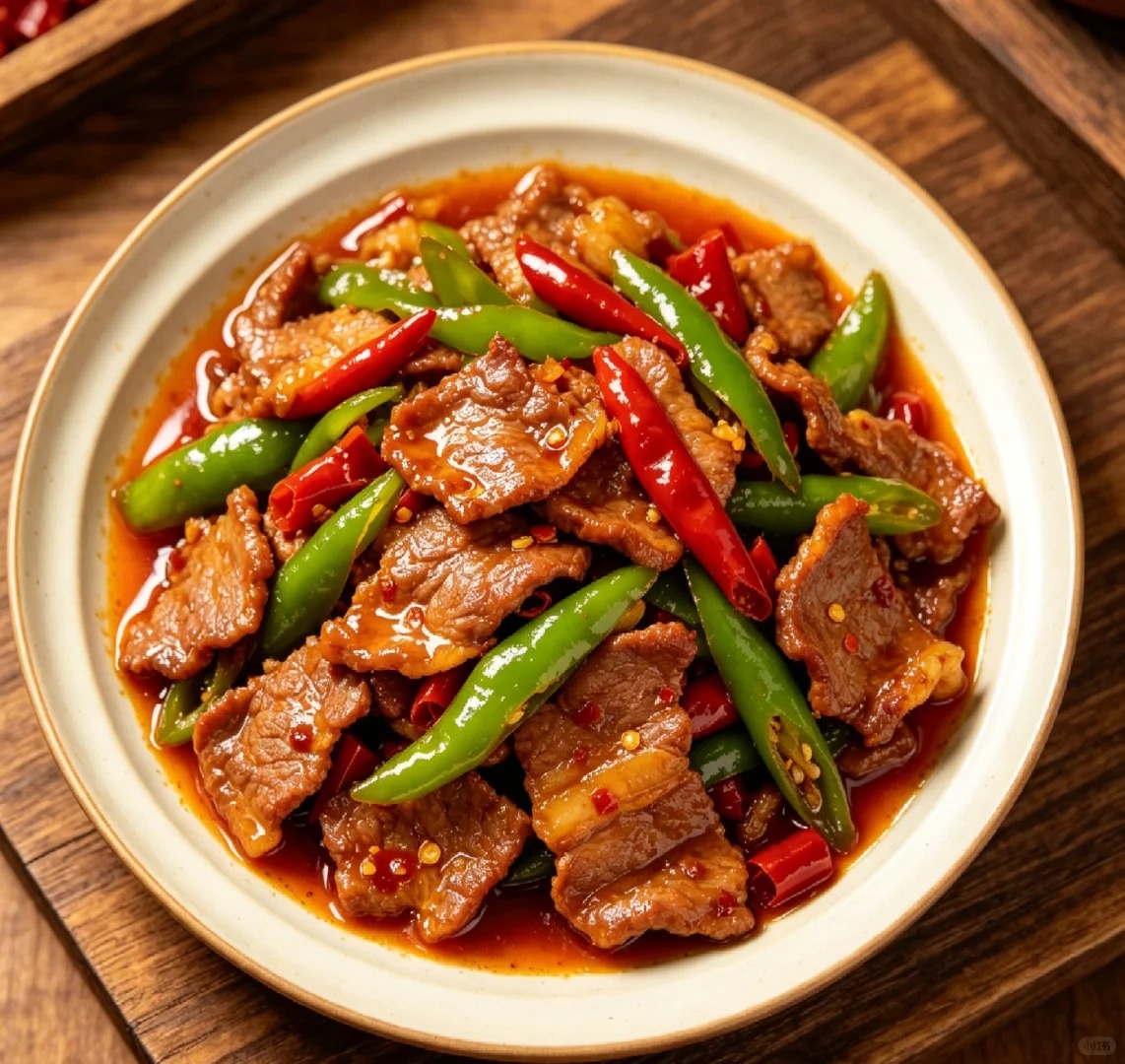 Stir-fried pork with chili