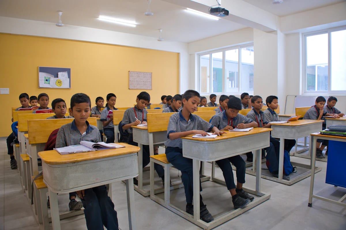 Students in a school classroom