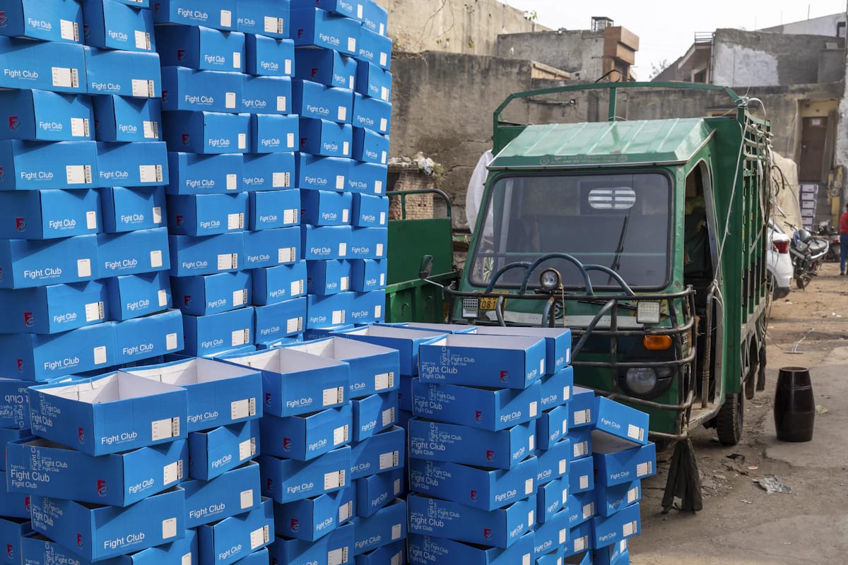Cartons being loaded for delivery