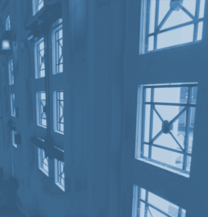 Artistic image of Garrell Hall windows