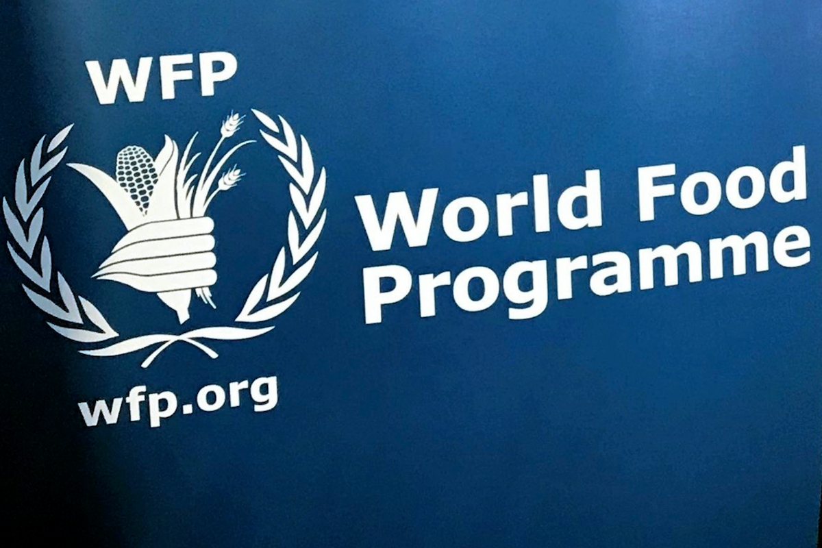 The U.N. World Food Program's logo at the agency's headquarters in New York. AP Photo/Robert Bumstead