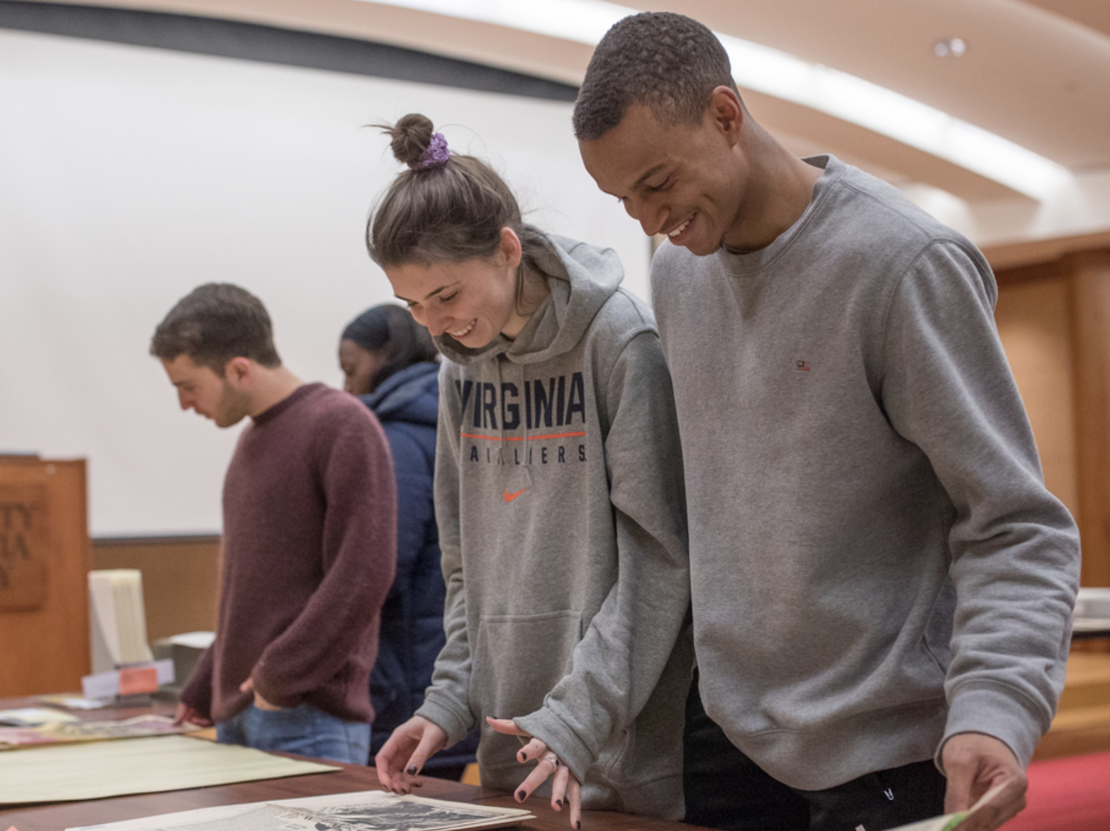 Students reading the newspaper