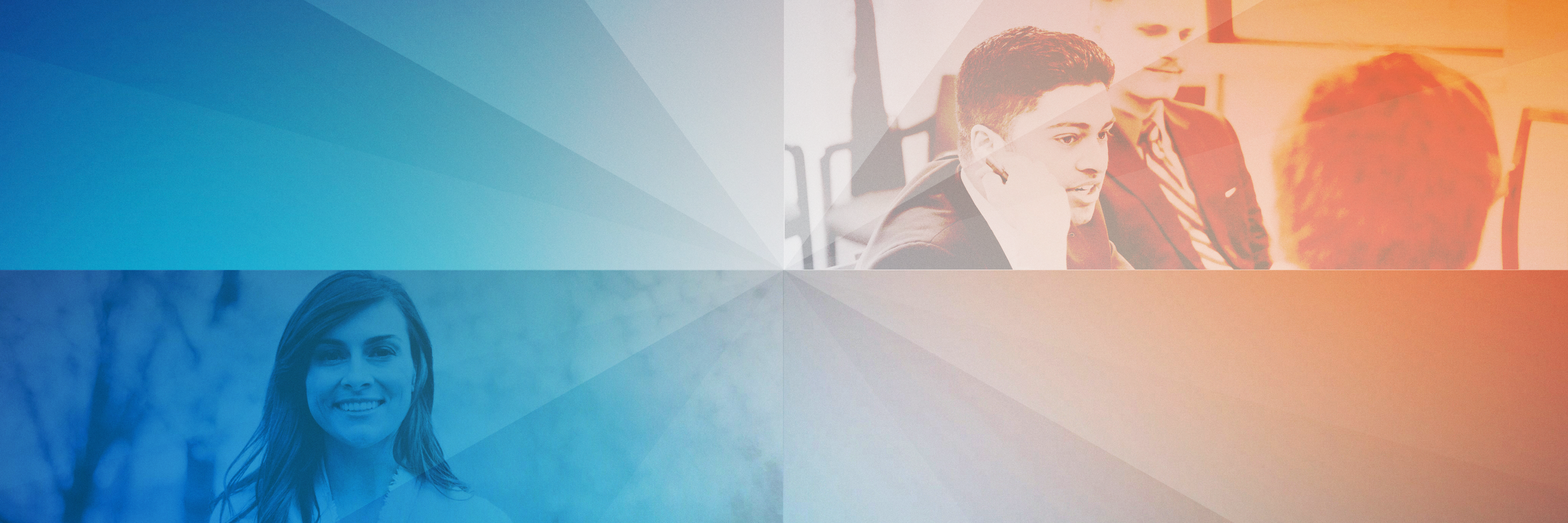 Colorful header of blue and orange