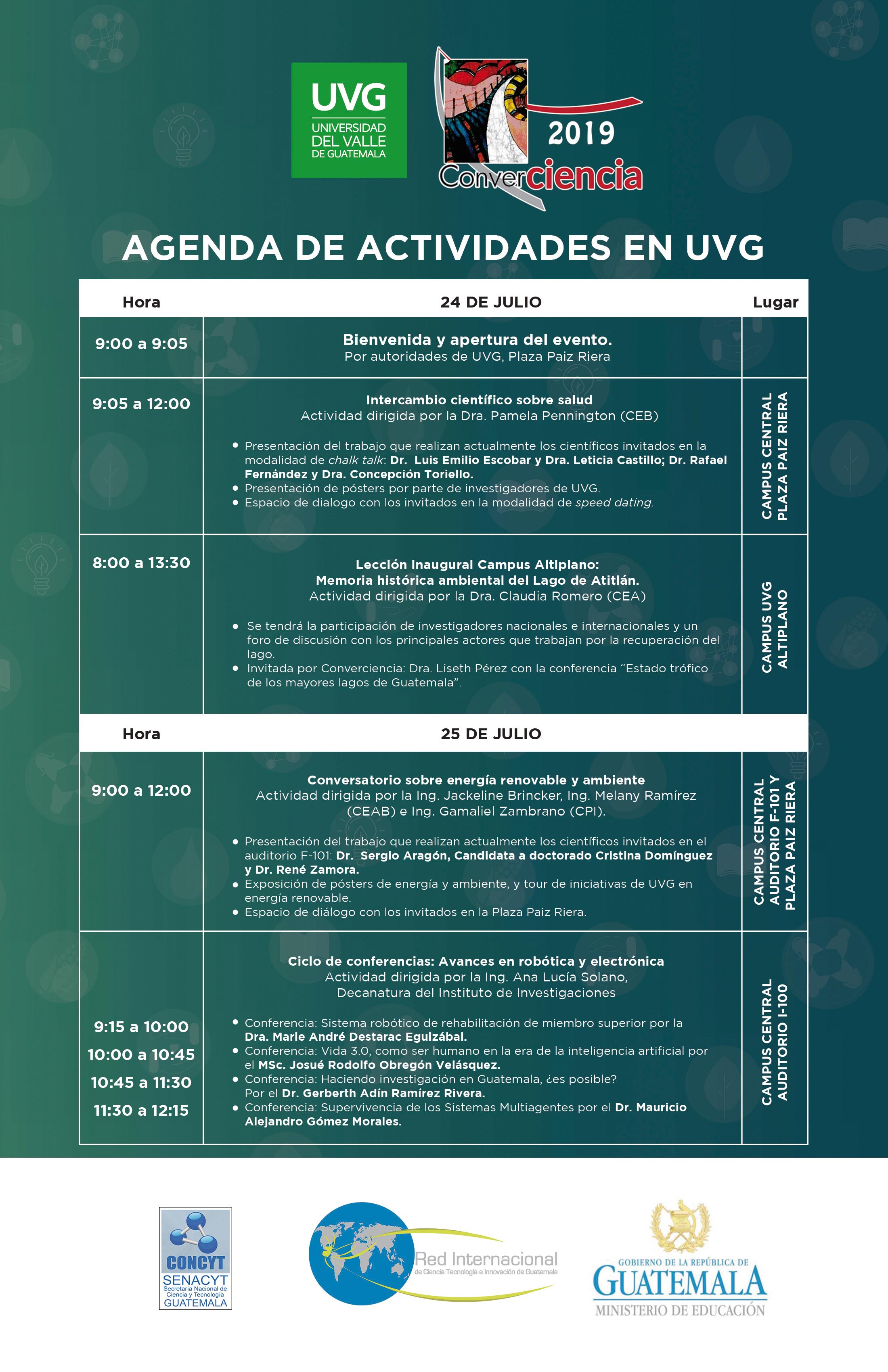 agenda de actividades UVG