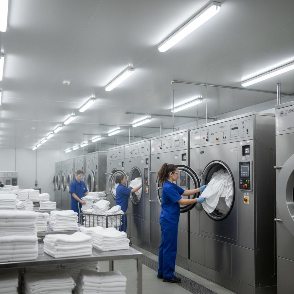 Professional commercial laundry and linen processing
