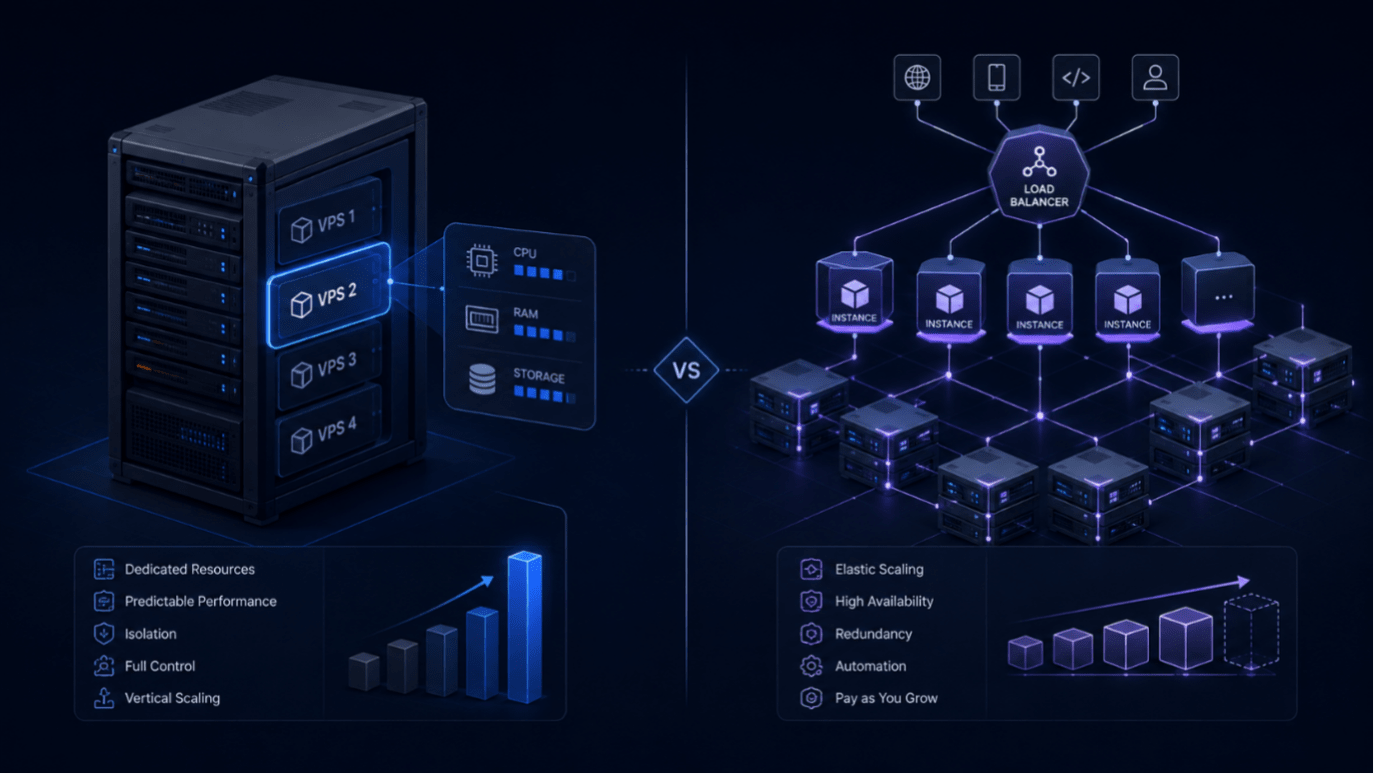 VPS vs cloud hosting architecture and scalability comparison