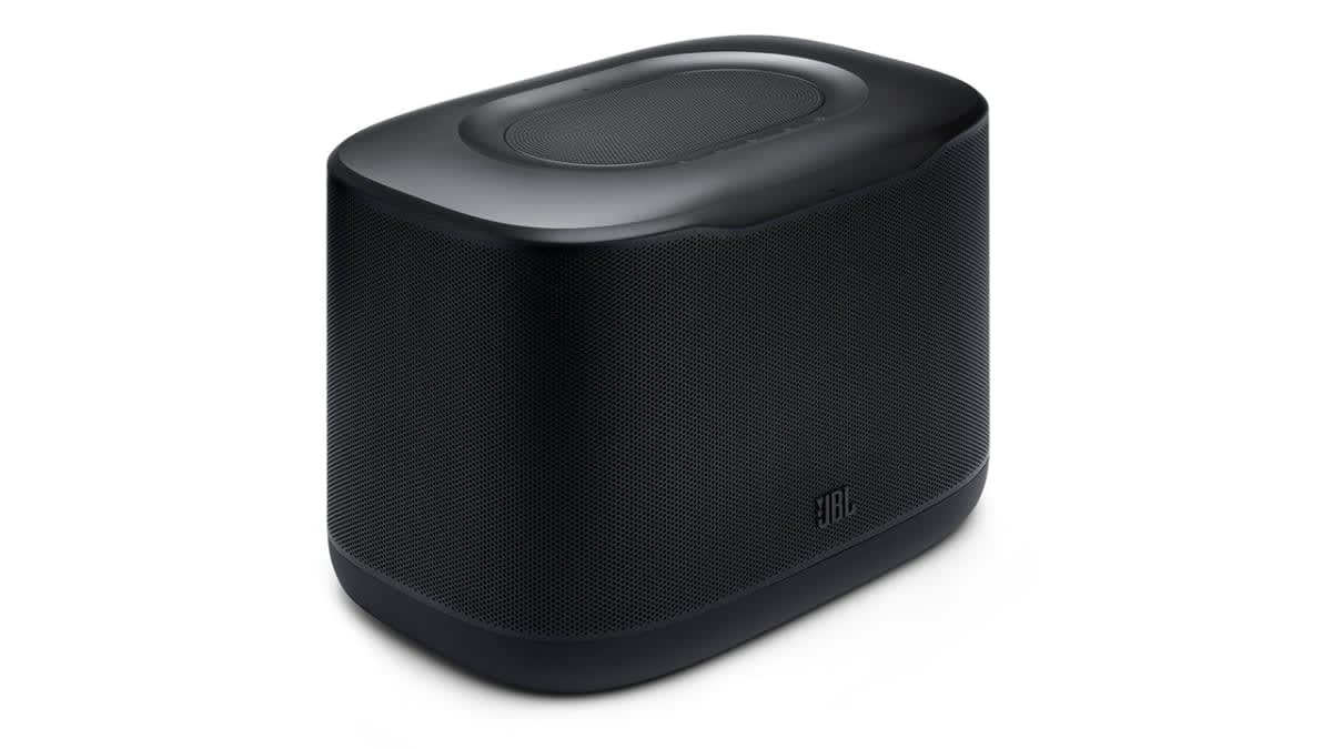 JBL Cove X1 Wi-Fi speaker in black on a white background
