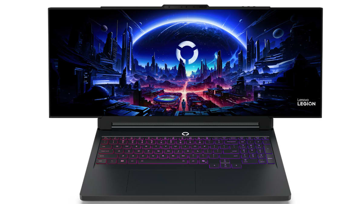Lenovo Legion Pro Rollable concept gaming laptop with its OLED display extended to the full widescreen position