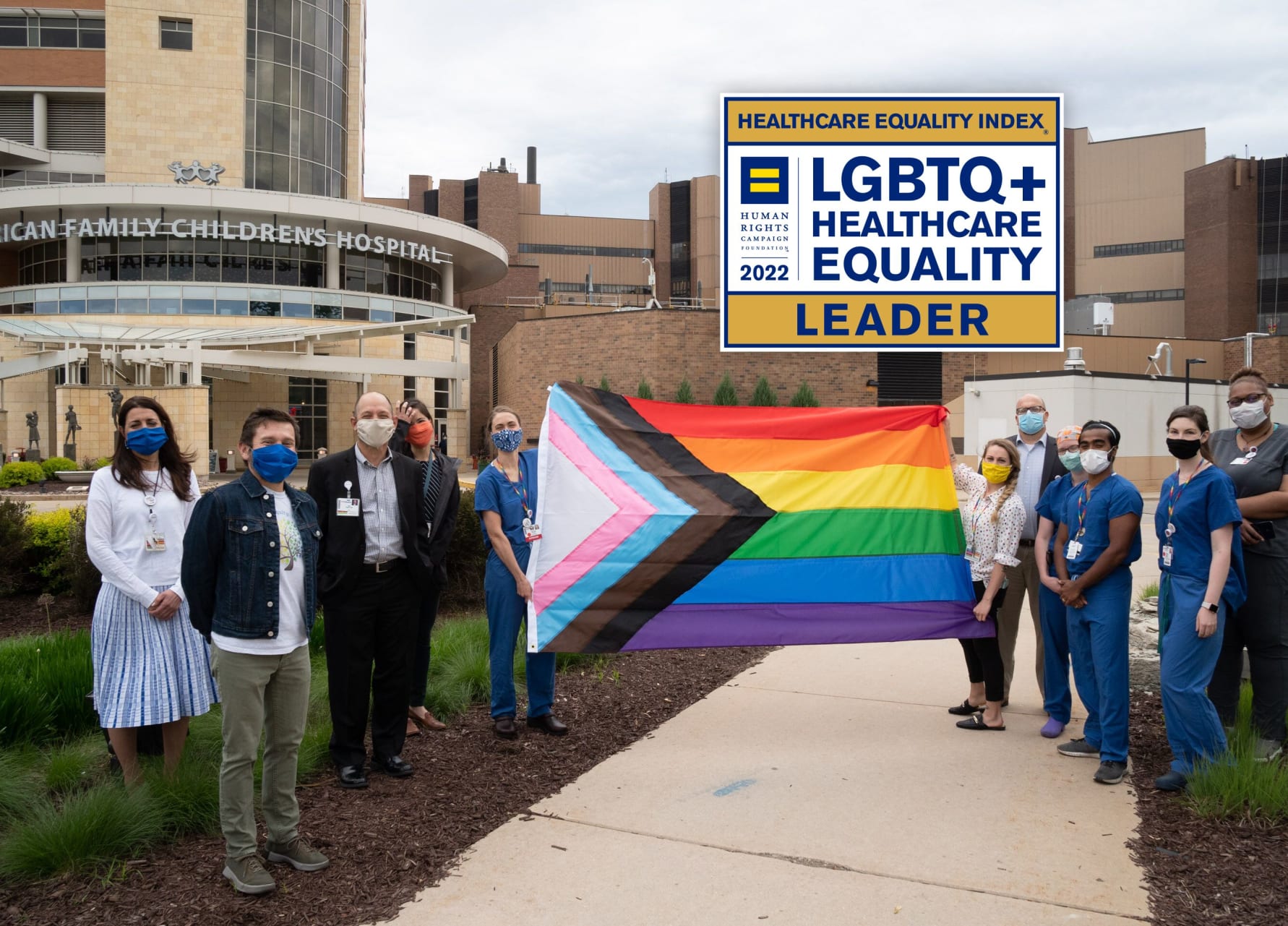 Pride Flag 522011-4147 HEIbadge Image of Pride Flag with UW Health staff