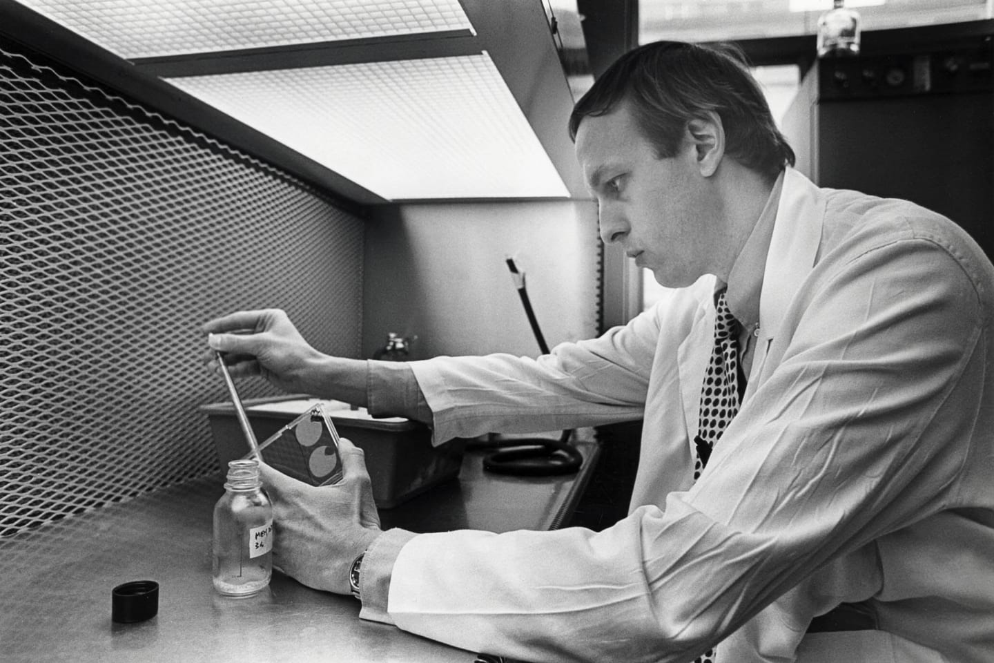 Ernest Borden working at a lab bench