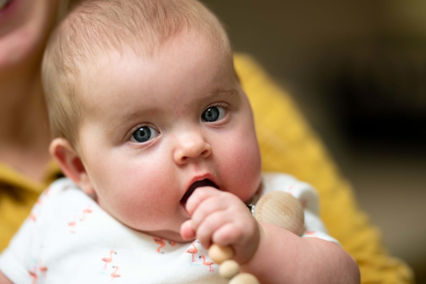 A close up of baby Ila Hellgren's face