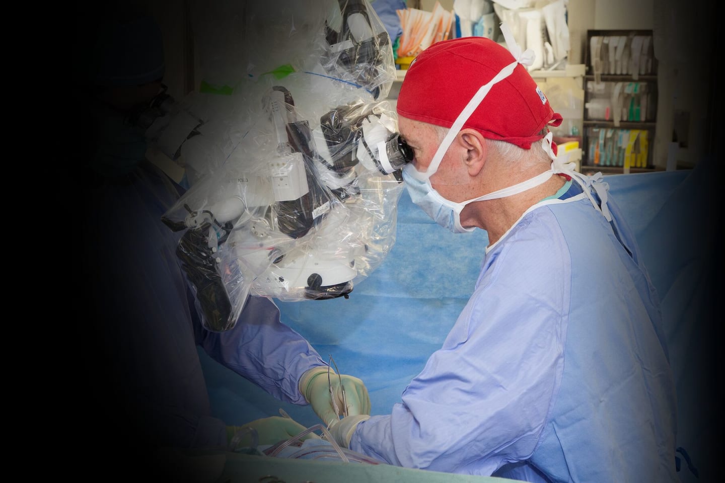 A surgeon in an operating room