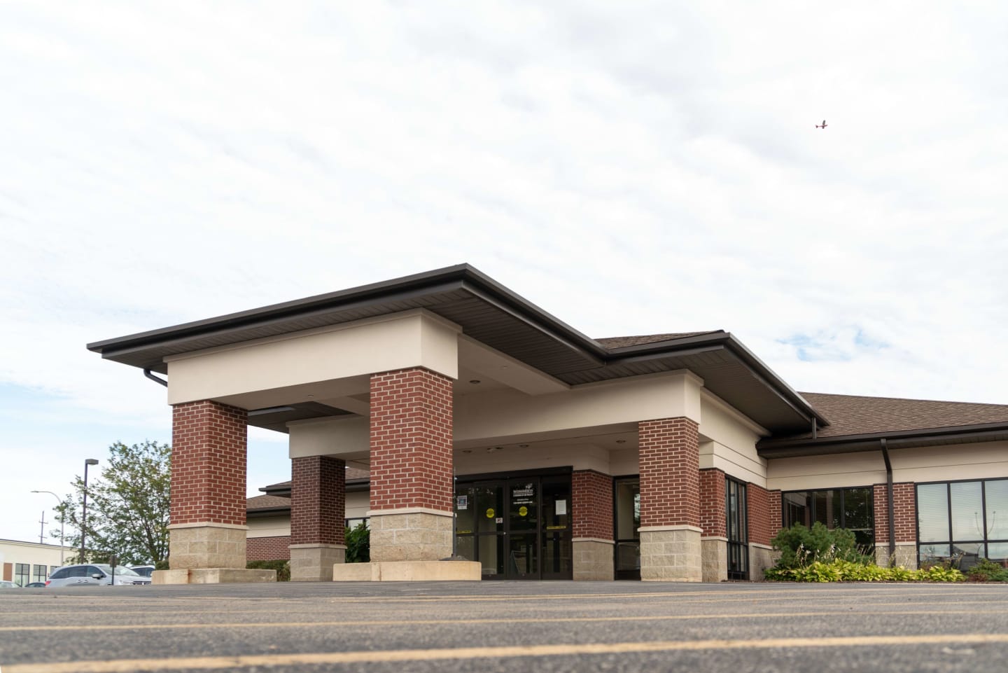 The brick columns at the entrance of the Belvidere Clinic