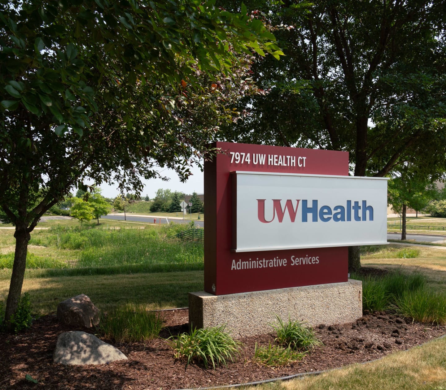 Exterior signage for UW Health 7974 UW Health Ct administrative building